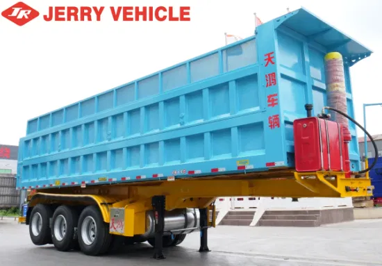 Hot Sale 3/4/6axle 40/60/80 Ton Side Tipping Tipper Hyva Hydraulic Cylinder Dump for Mine Rock Sand Ore Semi Trailer Truck